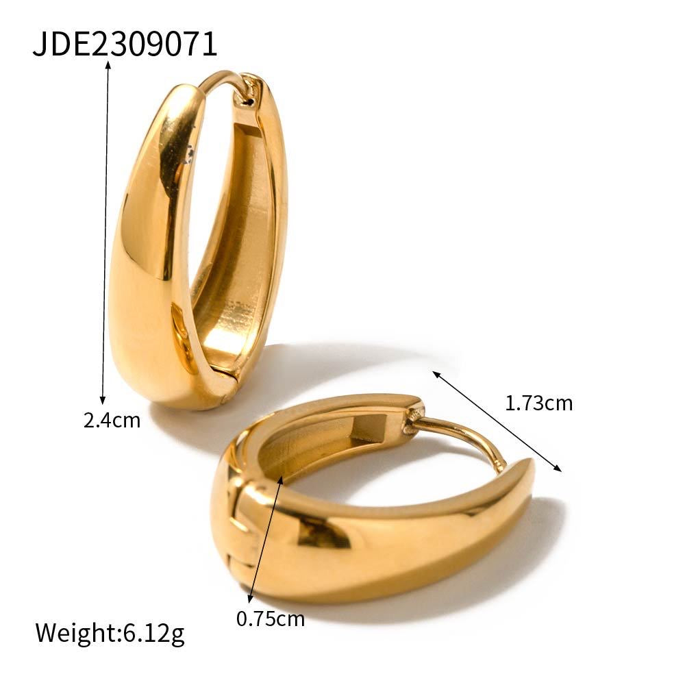 Premium Gold Silver Oval Earrings