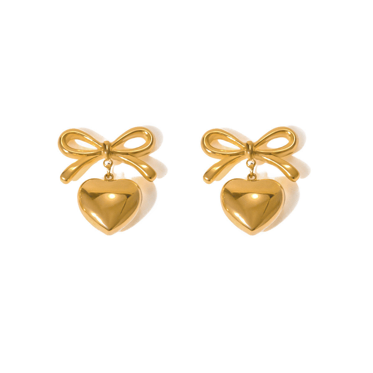 Premium Gold And Silver Love Bow Earrings