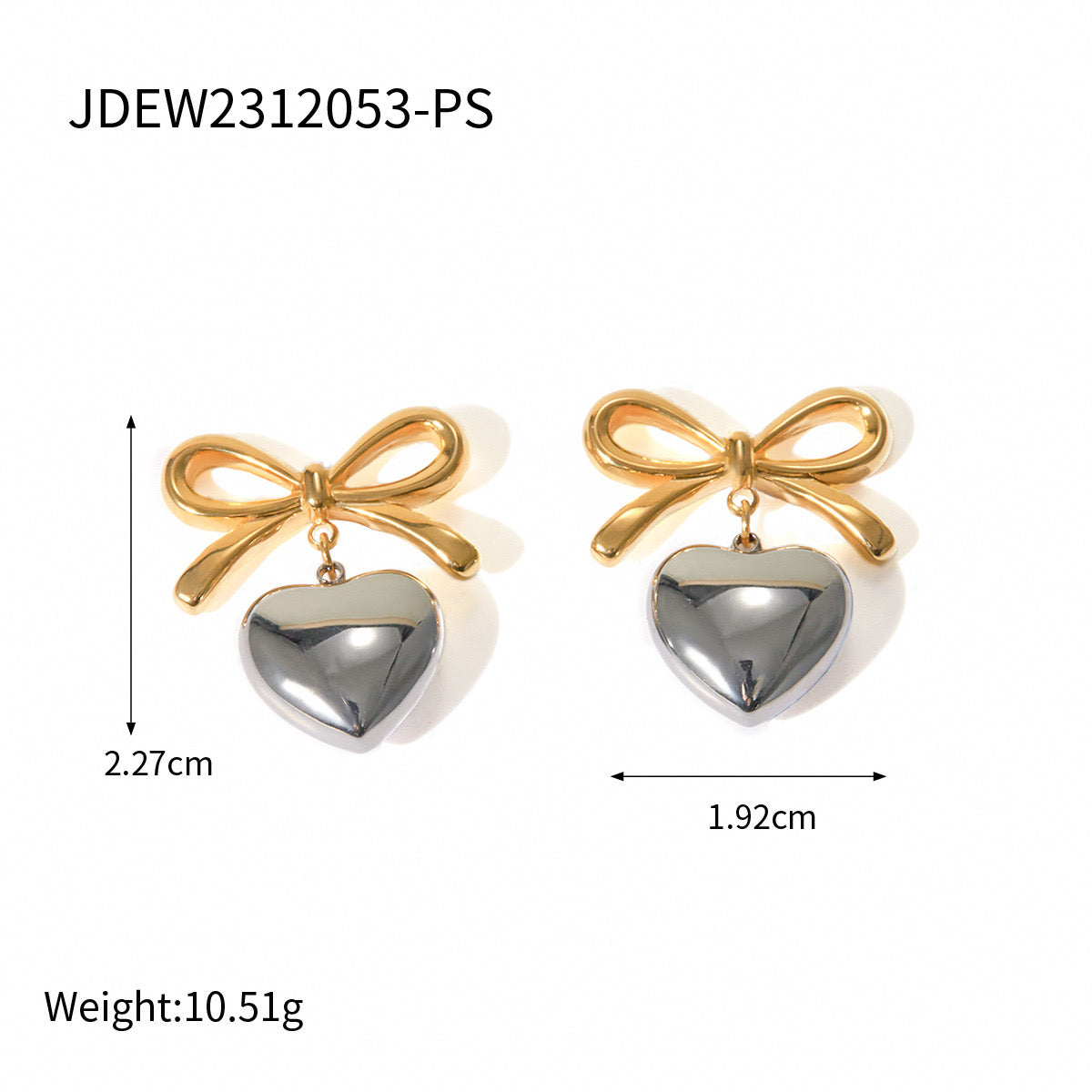 Premium Gold And Silver Love Bow Earrings