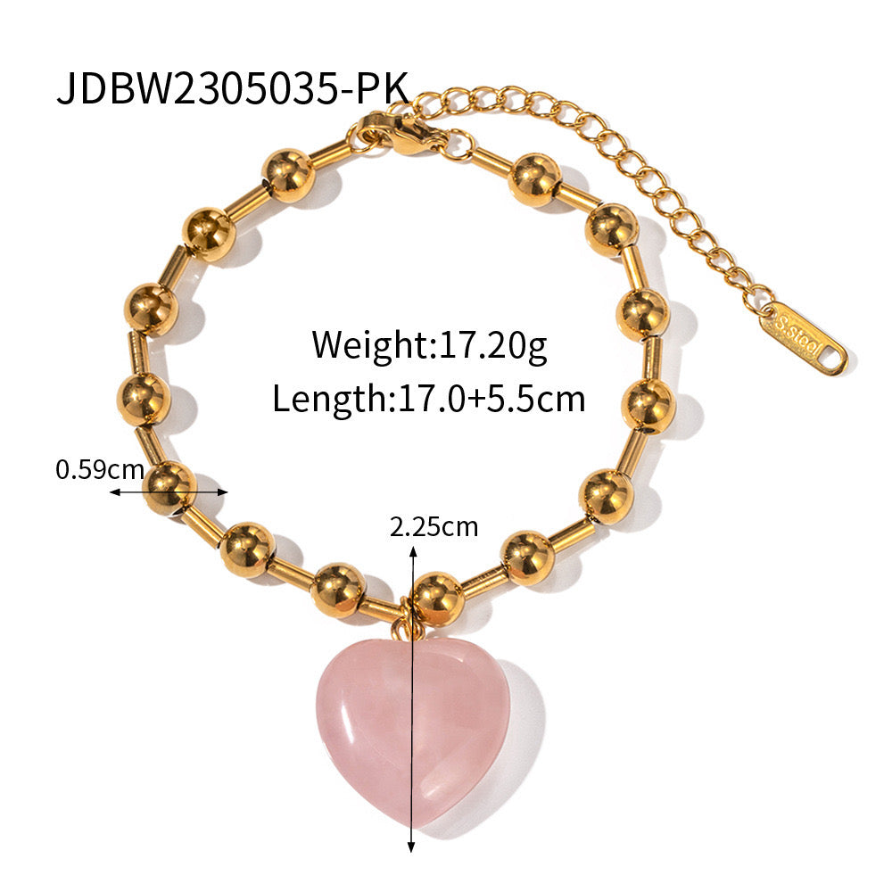 Premium Pink Transparent Love Gold Necklace