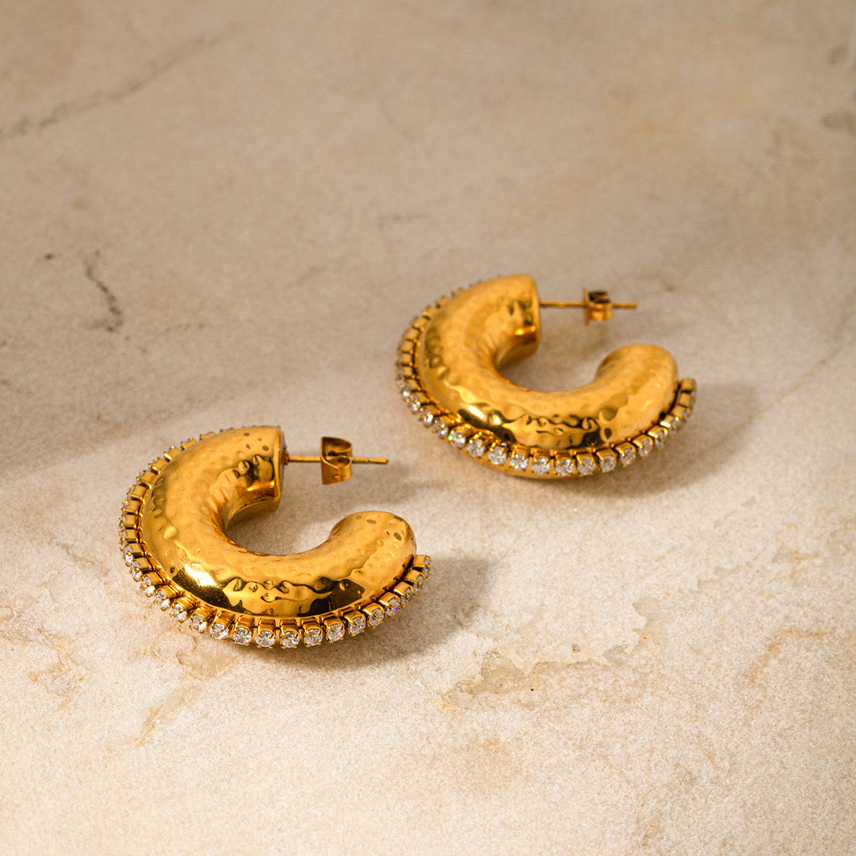 Premium Gold Silver Small Diamond Earrings