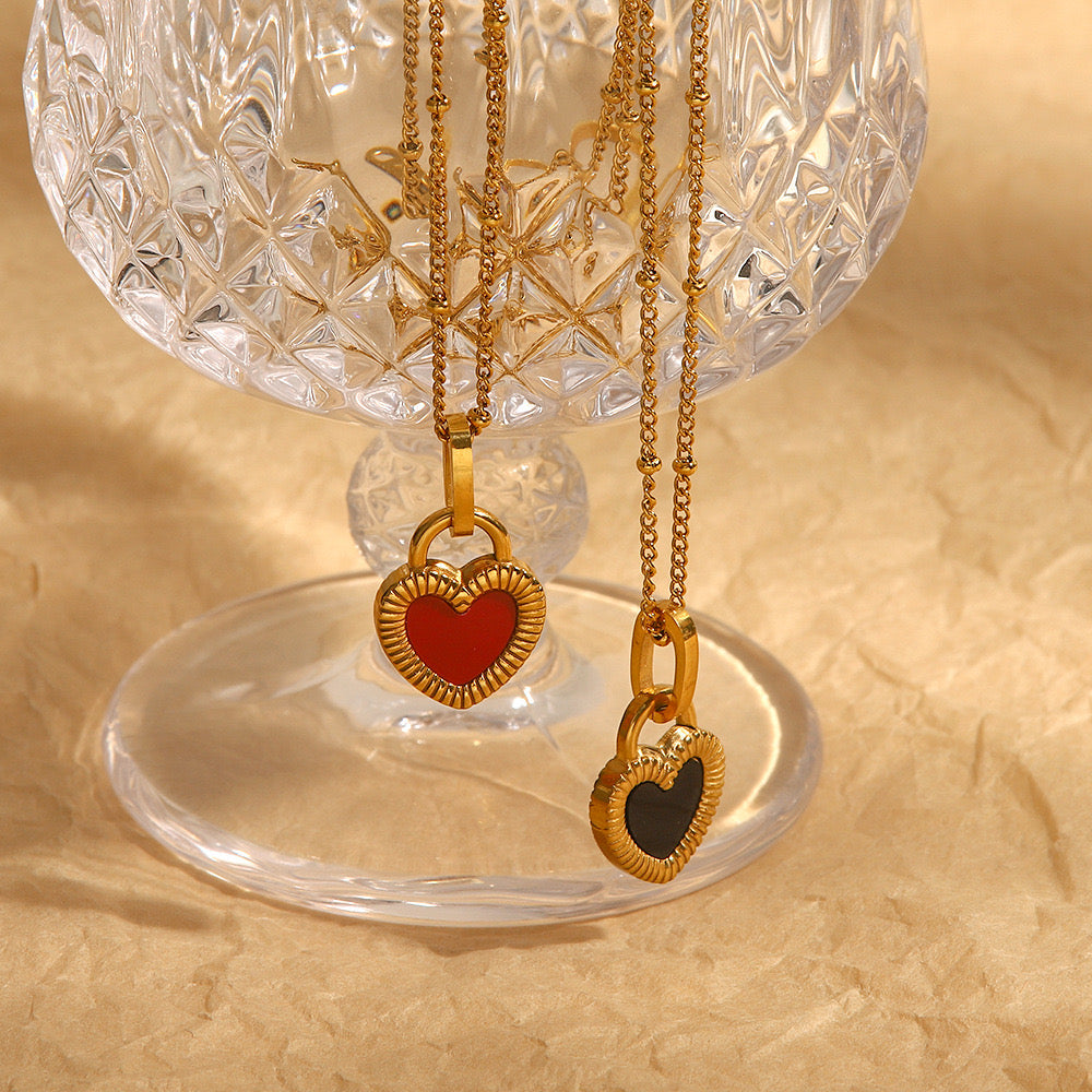 Premium Red Heart And Black Heart Necklace