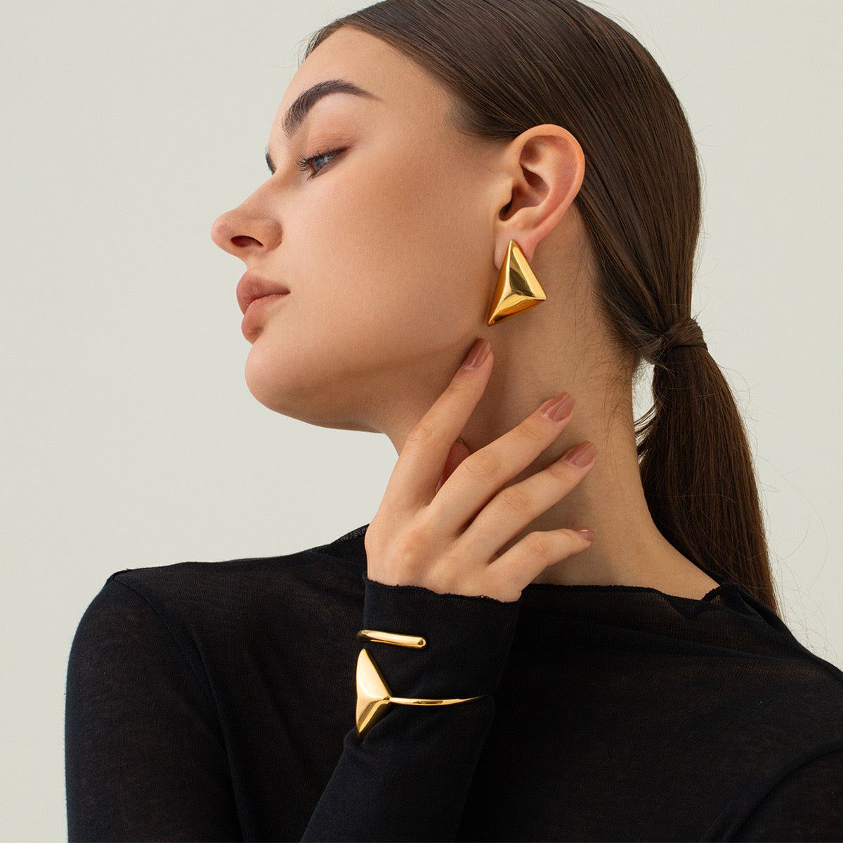 Premium Gold silver Triangle Earrings