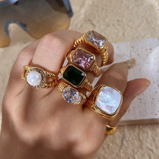 High-End Multi-Color Gemstone Multi-Style Ring