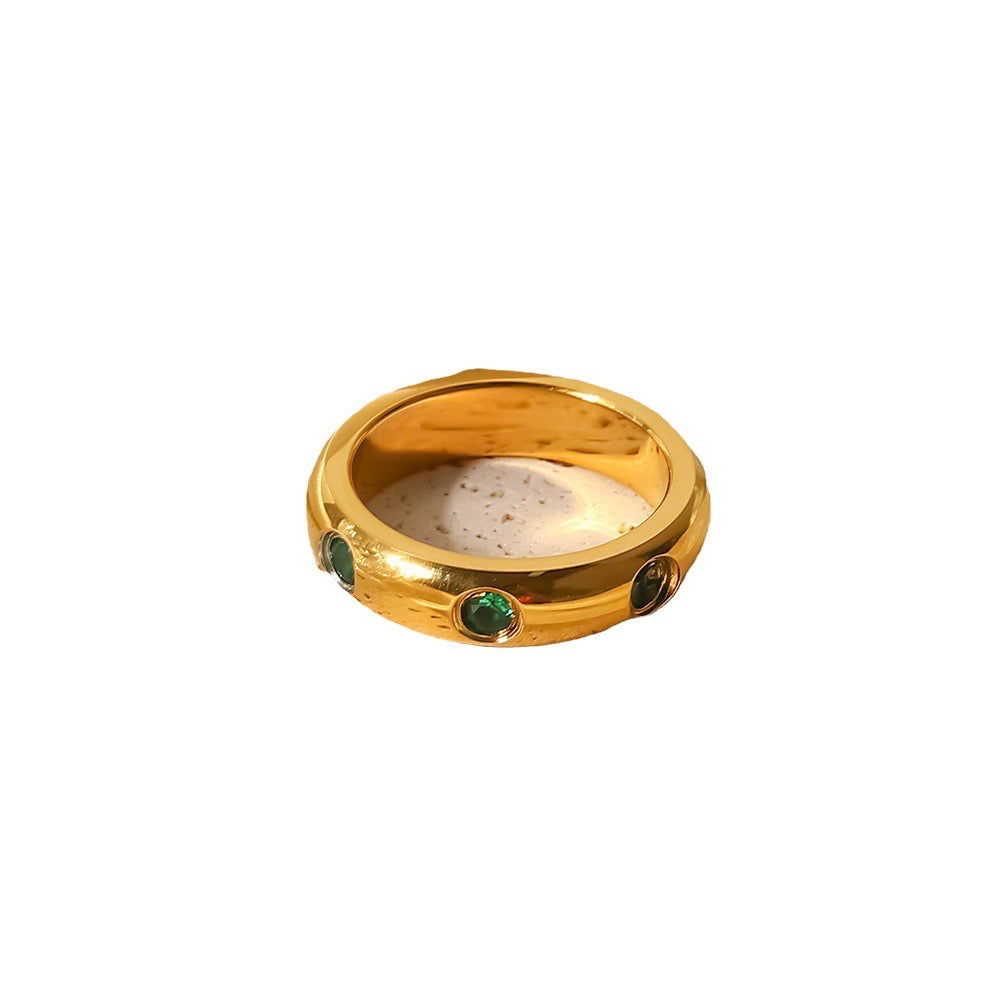 2024 Advanced Vintage Green Gemstone Gold Ring