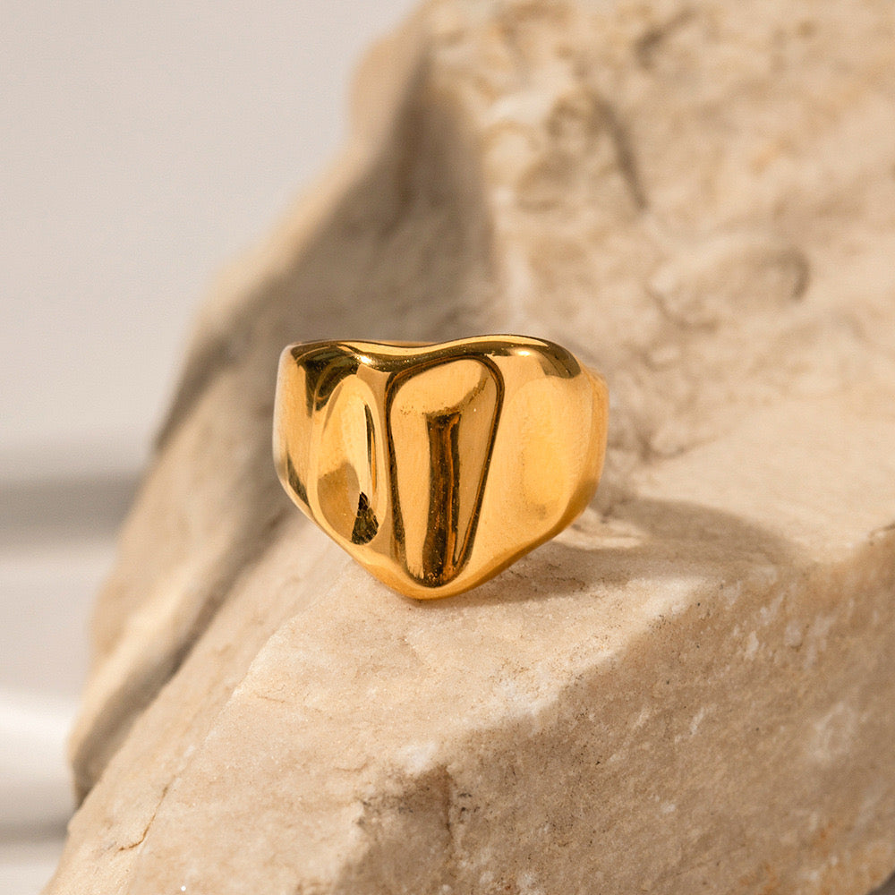 Irregular Raised Wide Gold Ring