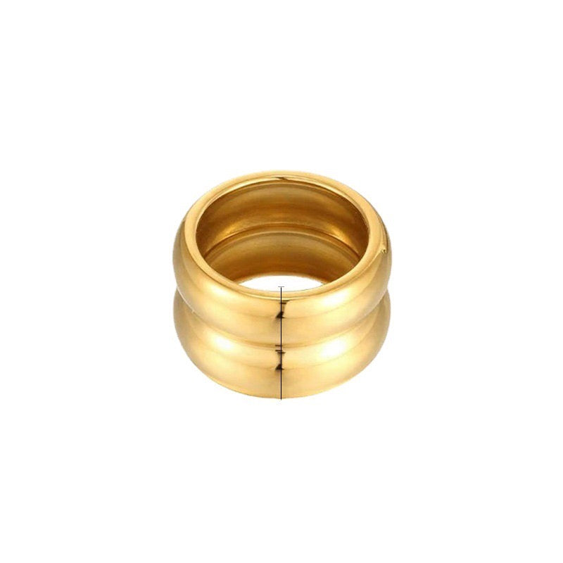 Double Parallel Curved Gold Rings