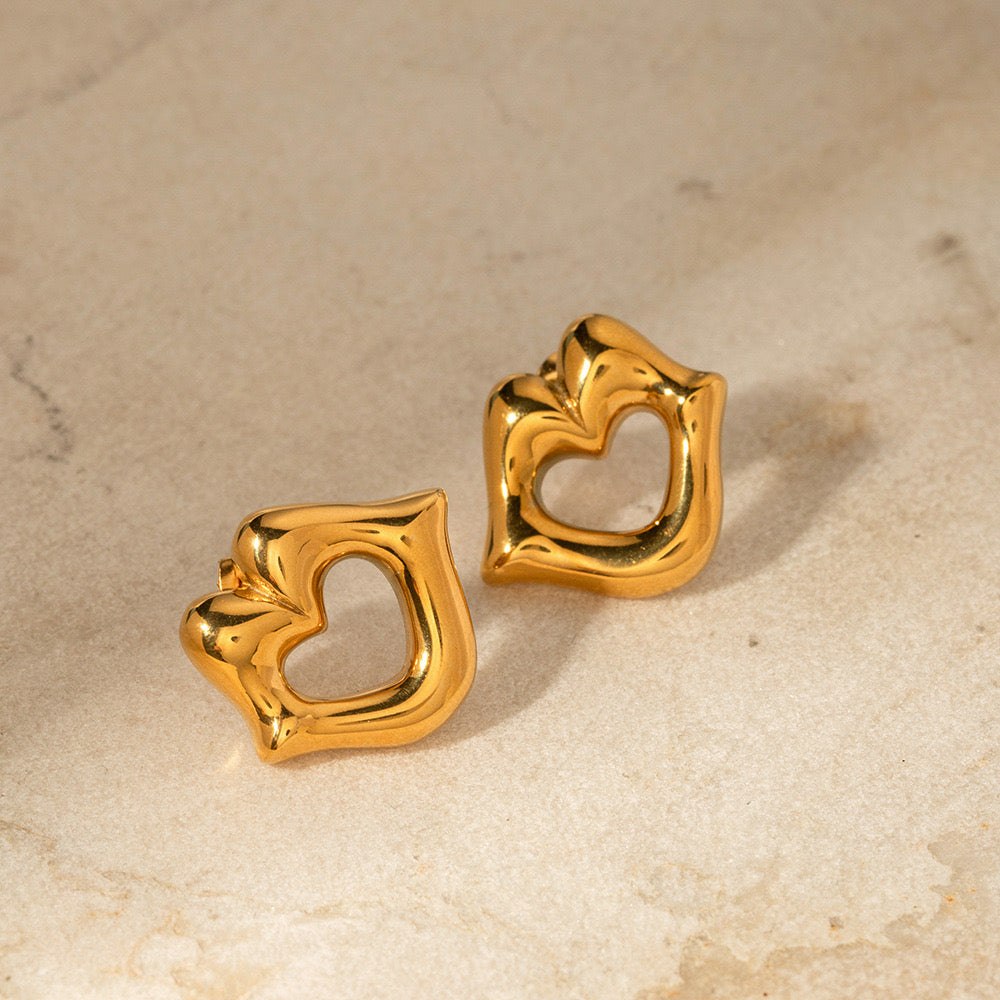 Gold Lip Shaped Love Earrings