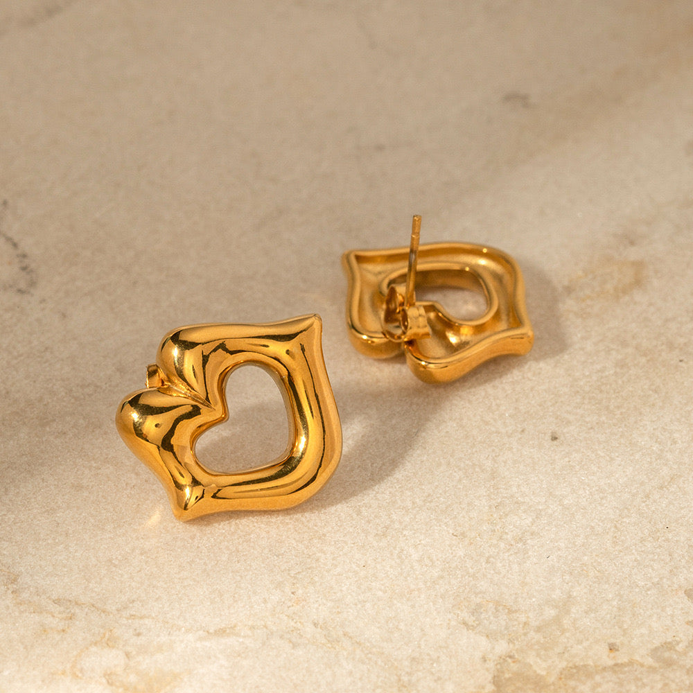 Gold Lip Shaped Love Earrings