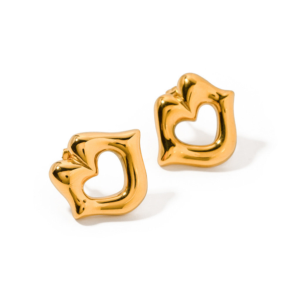 Gold Lip Shaped Love Earrings