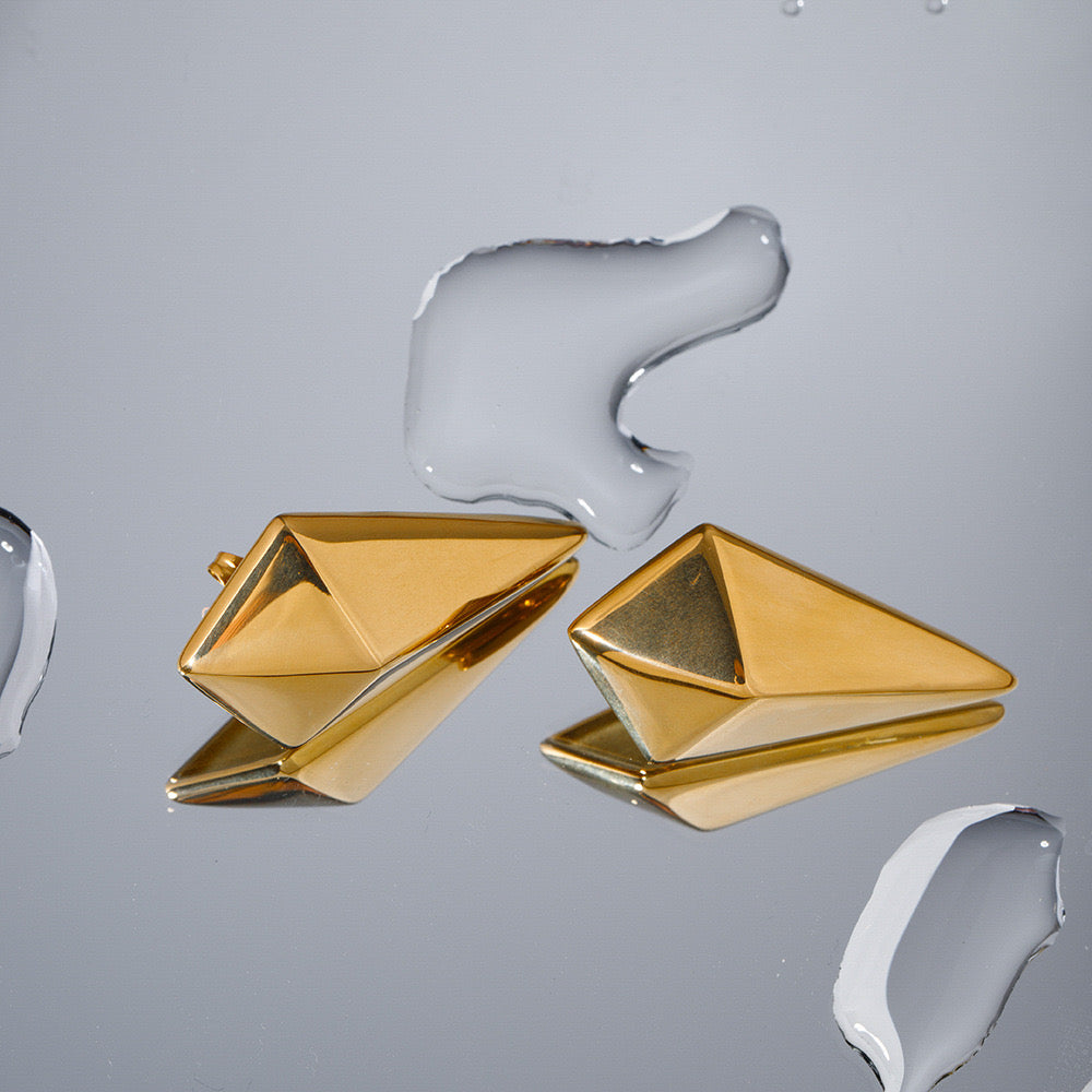 Gold Square Earrings