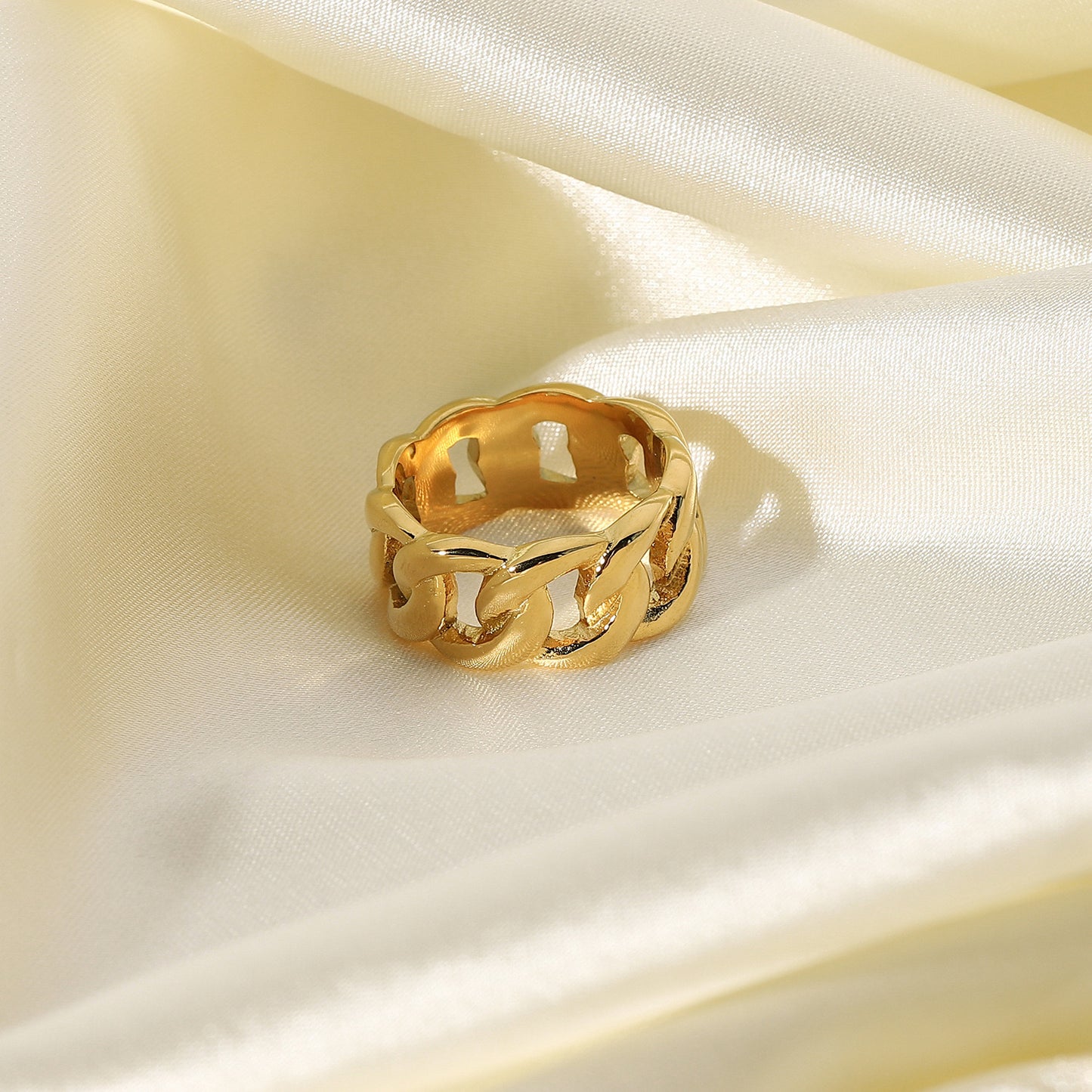 Premium Gold Chain Cross Ring