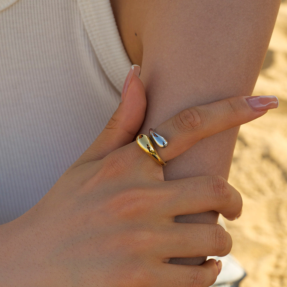 Premium Drop-Shaped Gold Ring