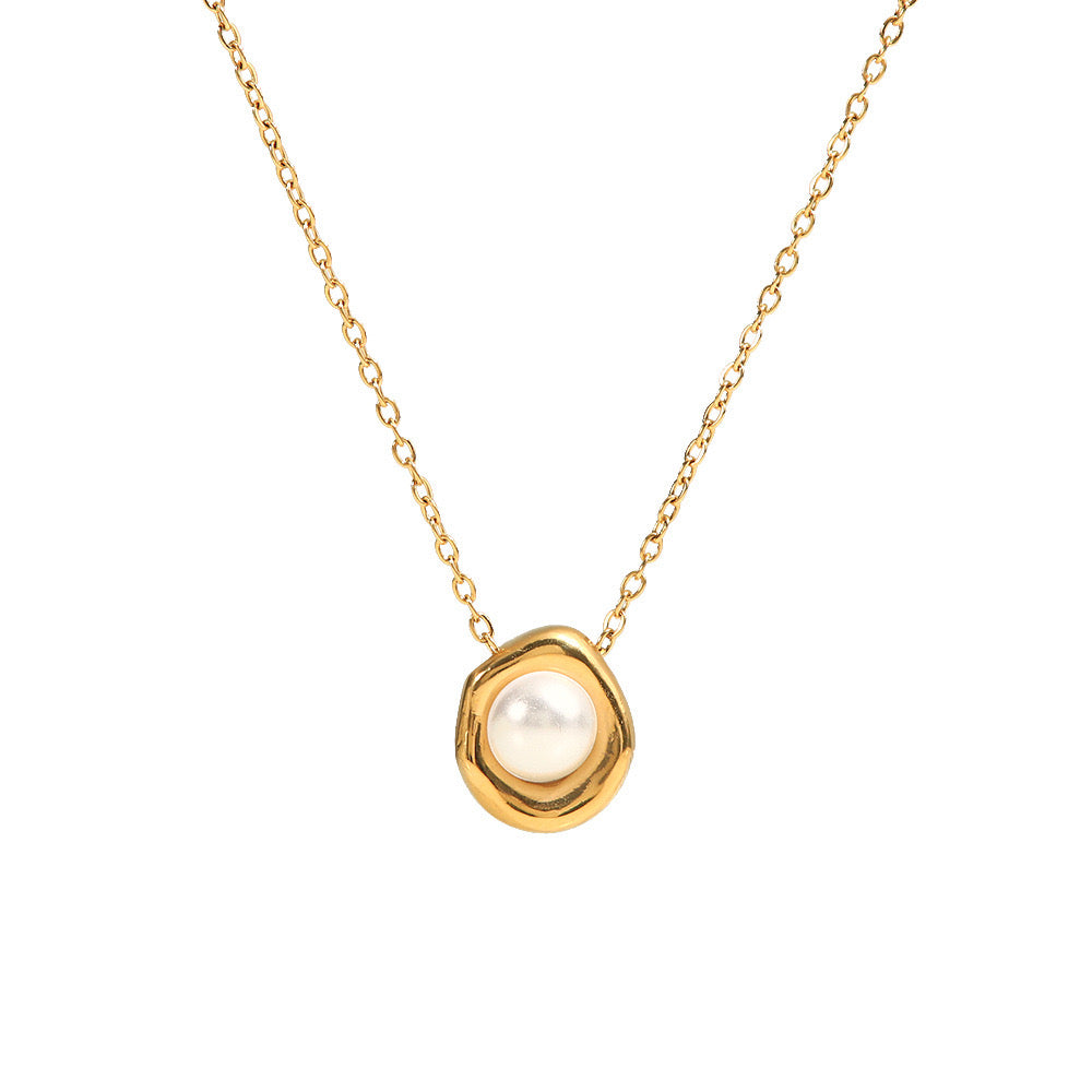 High-End Aesthetic White Pearl Minimalist Gold Necklace