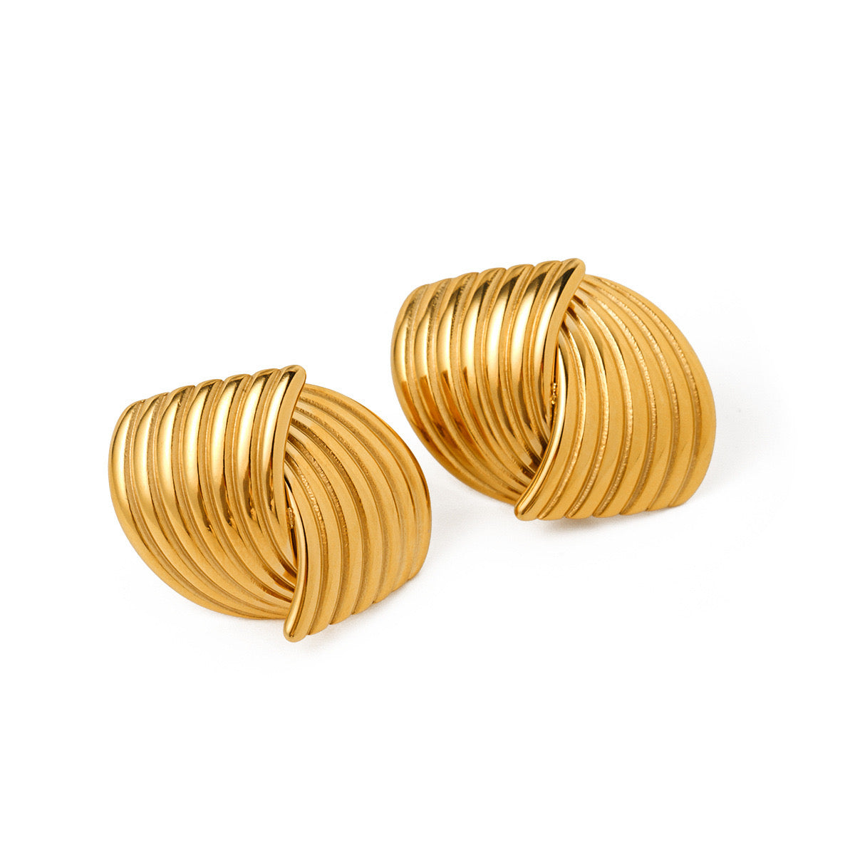 Premium Gold Striped Patchwork Earrings