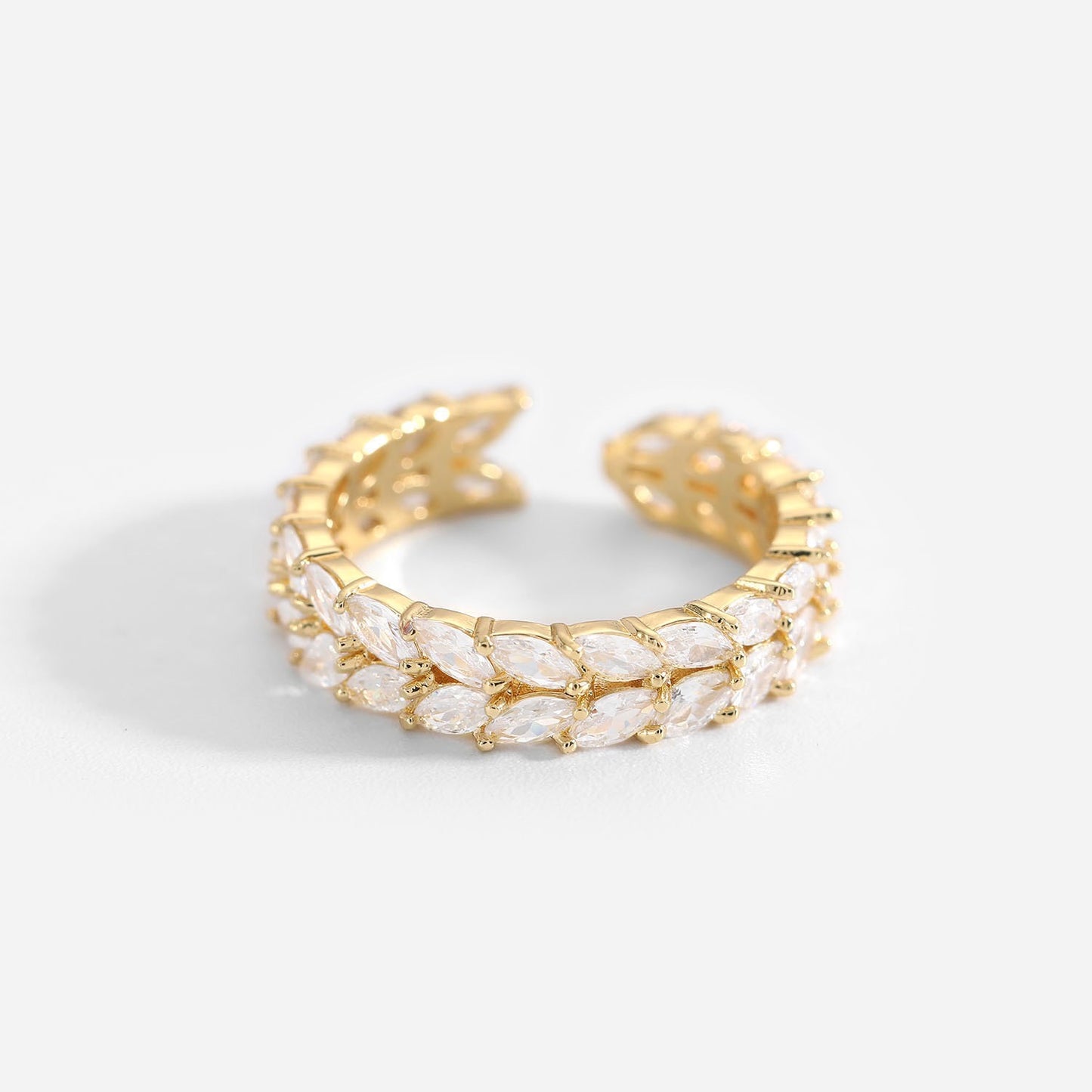 Premium Gold Small Diamond Leaf Earrings