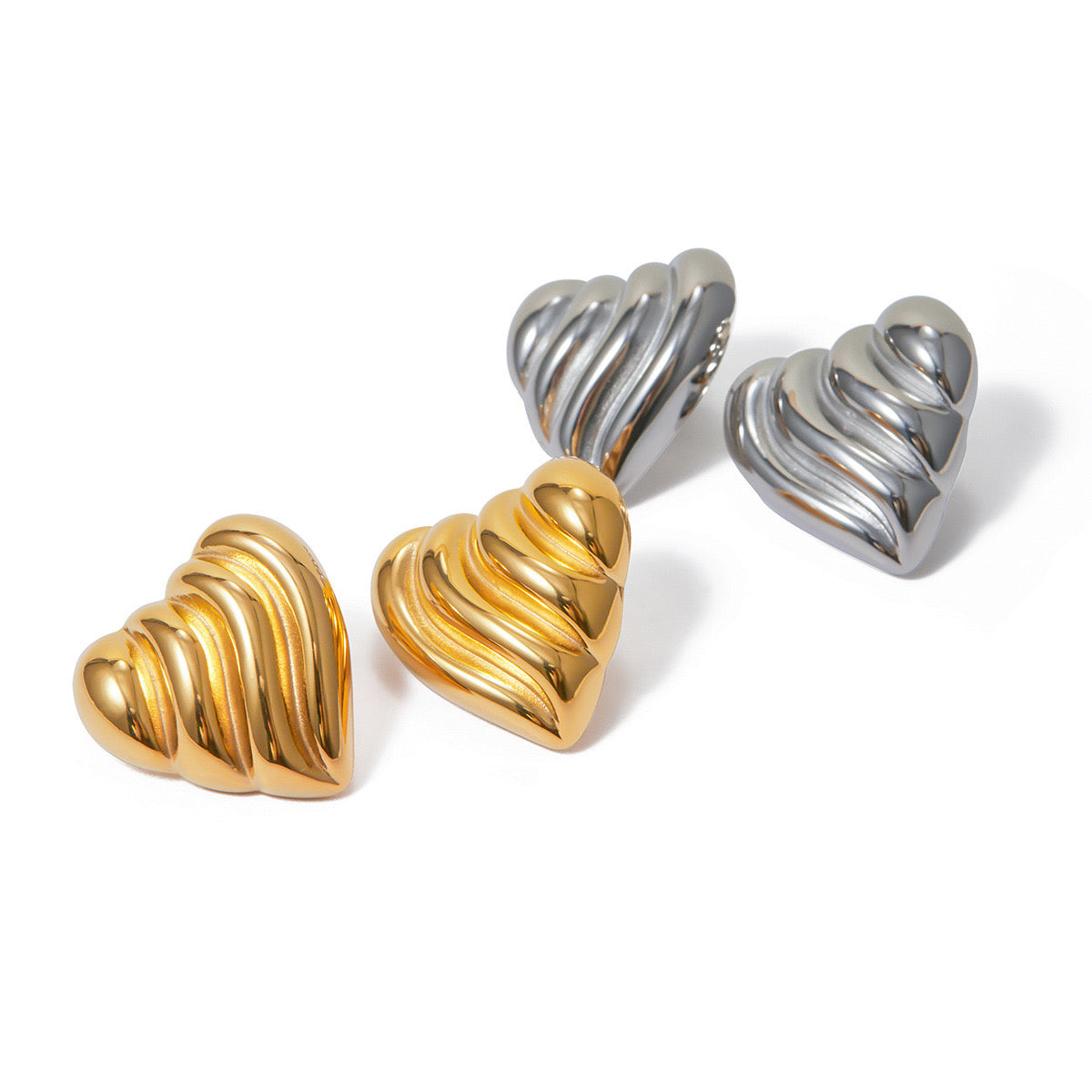 Premium Gold And Silver Striped Love Earrings