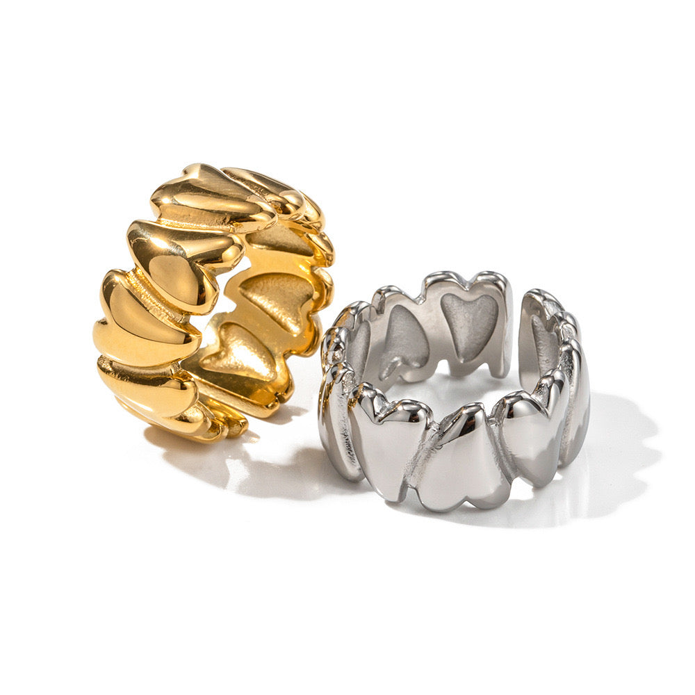 Premium Gold Silver Multiple Love Irregular Rings