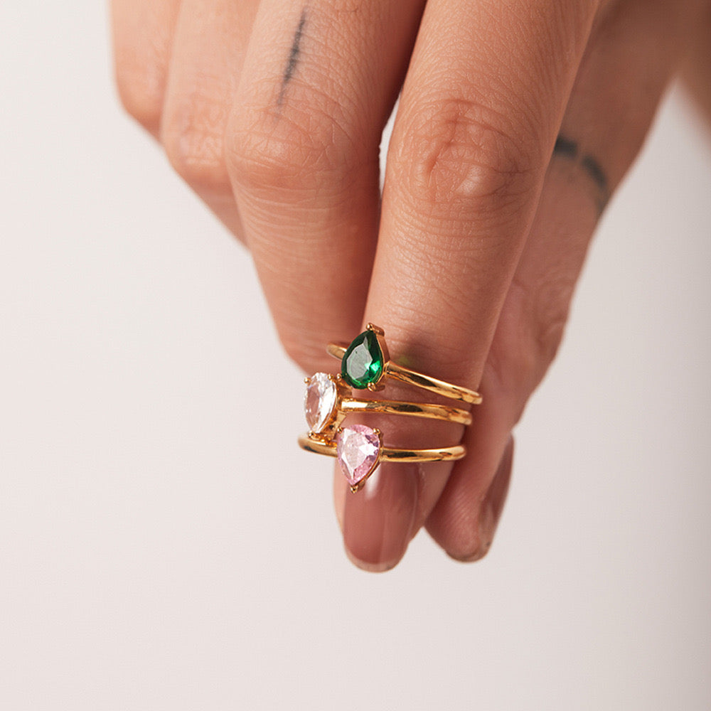 Premium Gold Purple And Green Gemstone Ring