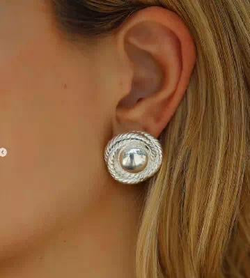 Hot Selling Beautiful High-End Silver Rose Inlaid Pearl Round Earrings