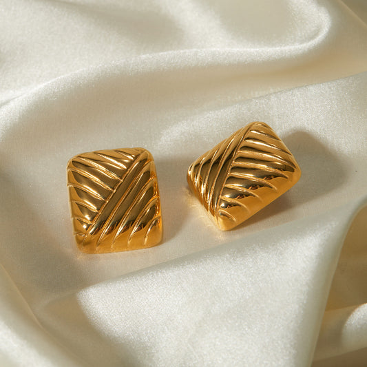 New Square Diagonal Stripe Ring, Light Luxury, Personality