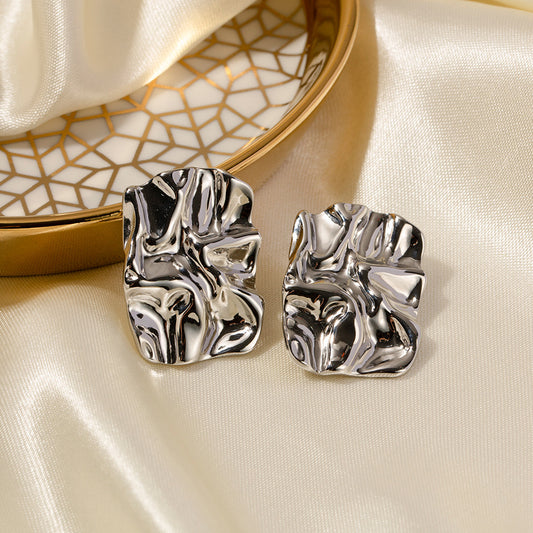 Hot-Selling Square European And American Retro Metal Earrings, High-End And Elegant Ear Jewelry