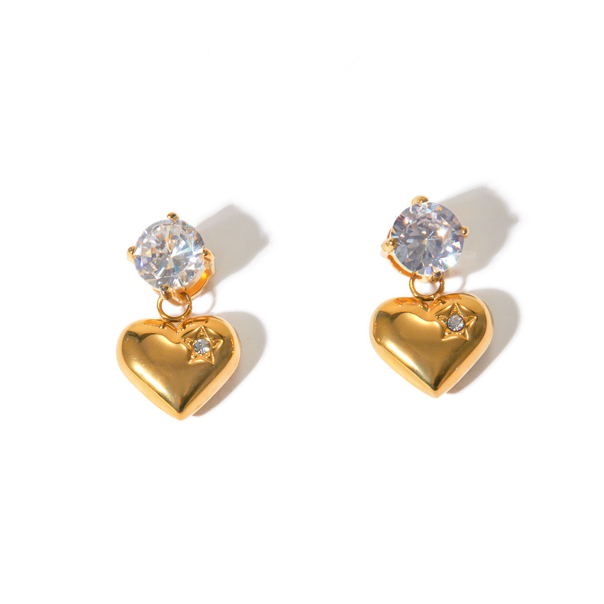 Advanced New Simple Love Diamond Niche Earrings Small Exquisite Fashion Gold Earrings