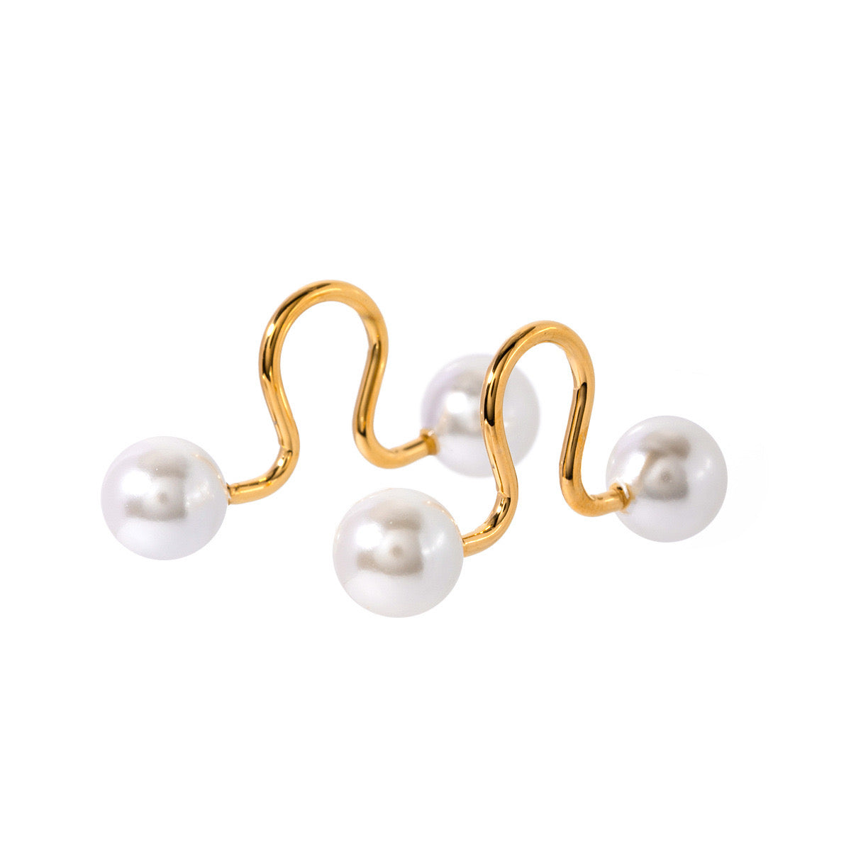 Advanced New Simple Pearl Curved Niche Earrings Small Exquisite Fashion Gold Earrings