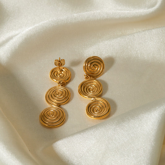 High-End New Niche Mosquito Coil String Earrings Small And Exquisite Fashionable Gold Earrings