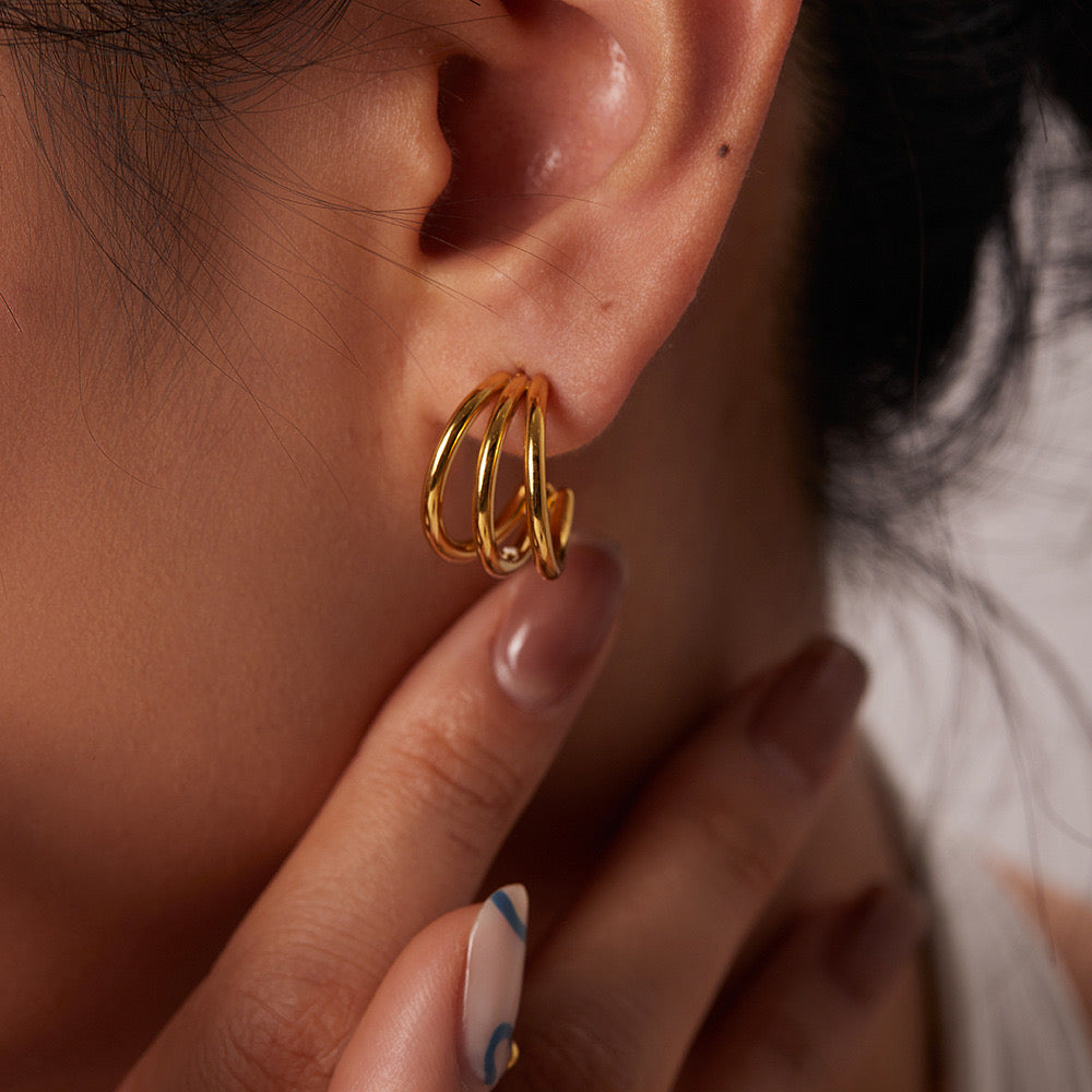 Ins Temperament, Personality,Fashion, Multiple Combined Gold And Silver Earrings Jewelry