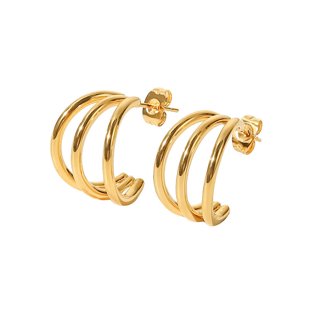 Ins Temperament, Personality,Fashion, Multiple Combined Gold And Silver Earrings Jewelry