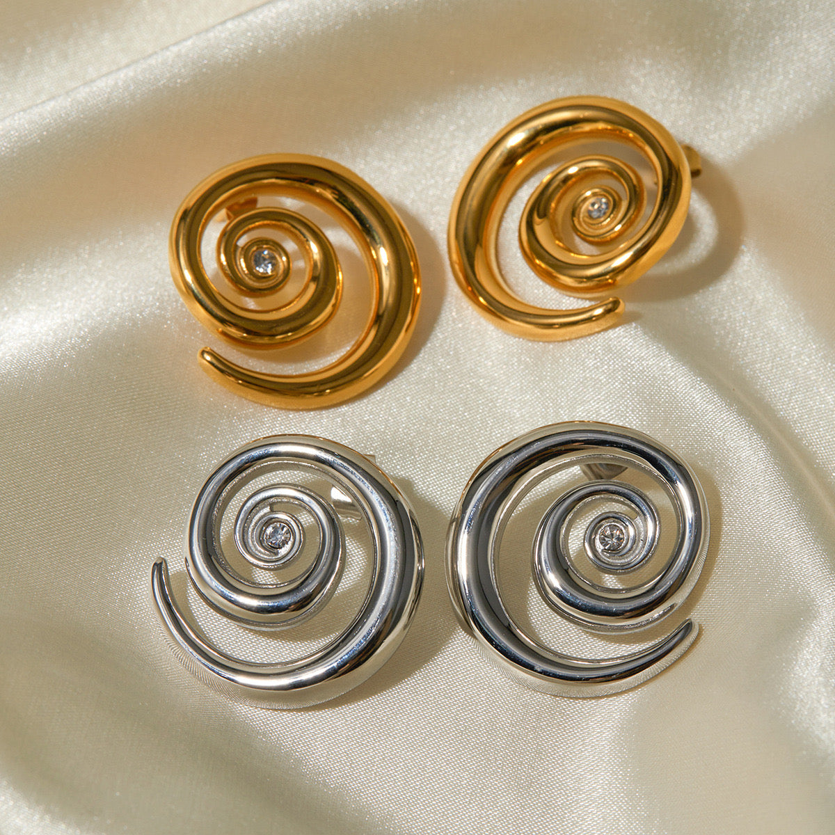 Silver Needle Light Luxury High-End Earrings Korean Style Korean Mosquito Coil Earrings Niche Design Metal Earrings