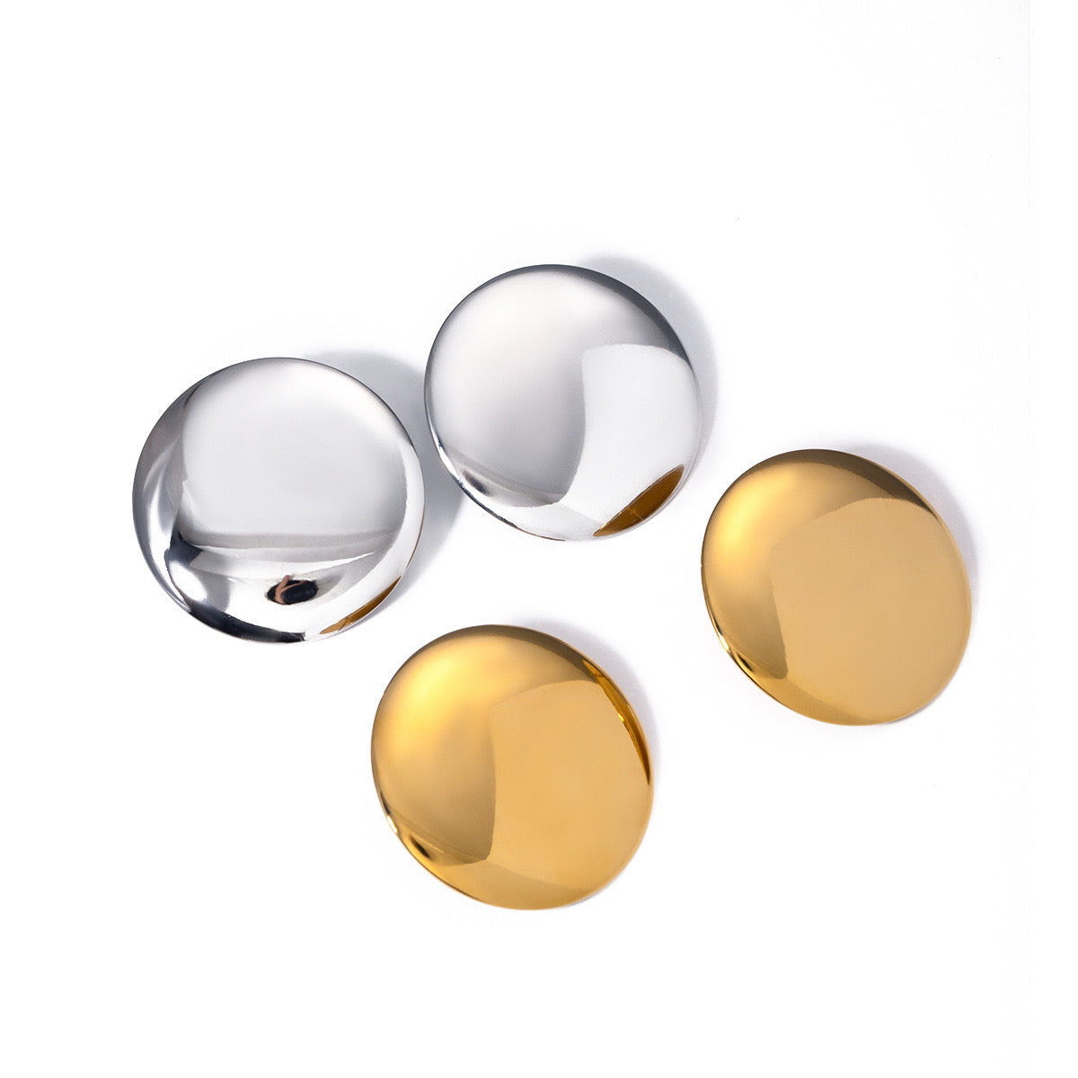 Light Luxury And High-End Korean Style Wide Round Shiny Metal Earrings With Niche Design