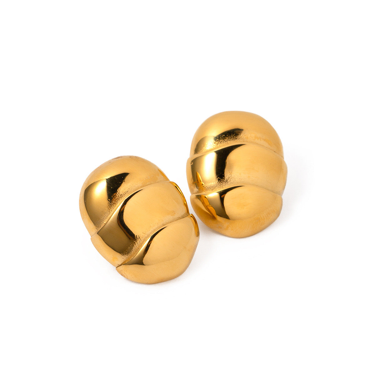 Light Luxury High-End Oval Bean Gold Shiny Niche Design Metal Earrings