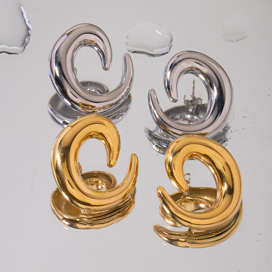 Light Luxury High-End Gold And Silver Shiny Niche Design Metal Earrings