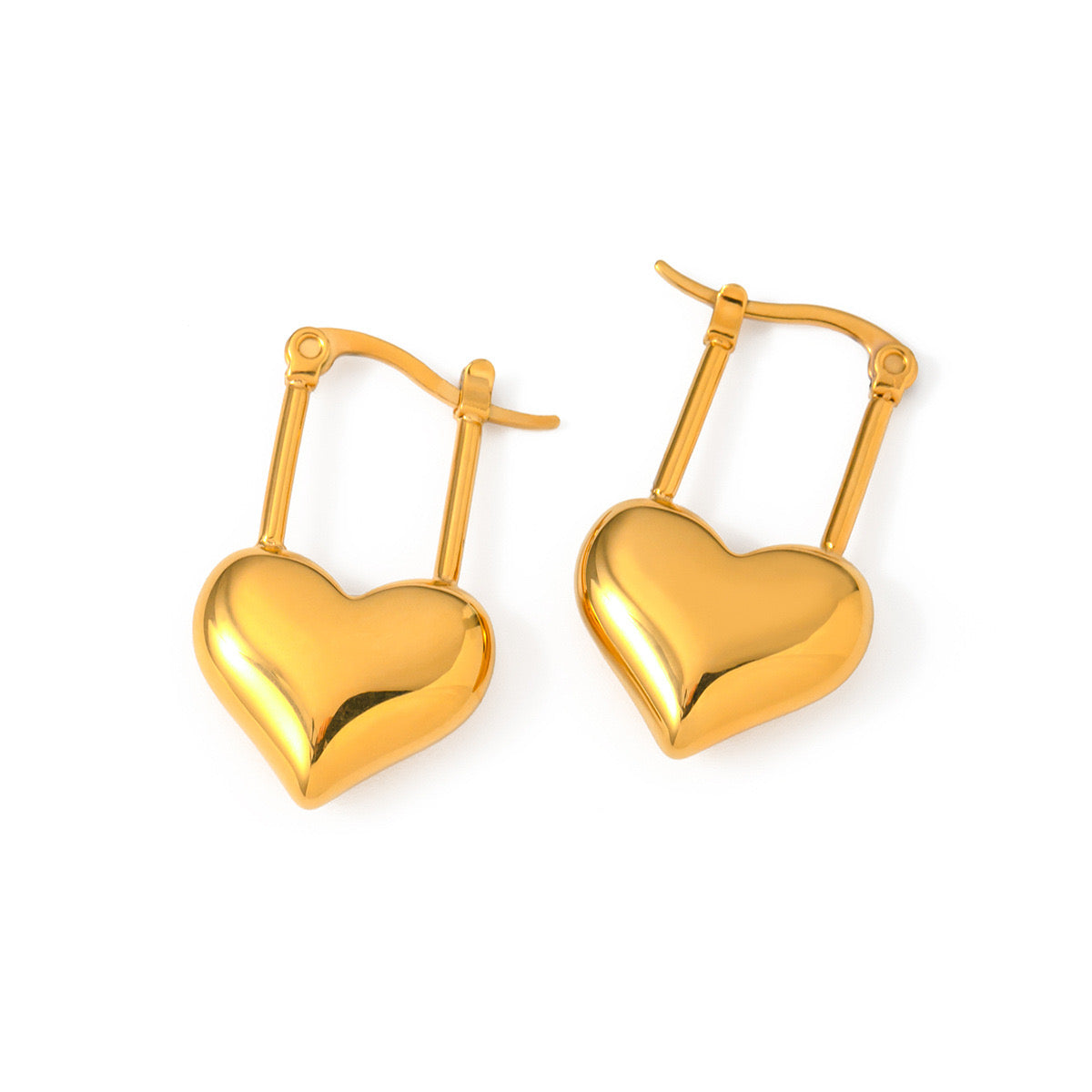 Light Luxury High-End Golden Love Lock Shiny Niche Design Metal Earrings