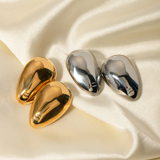 Light Luxury High-End Gold And Silver Drop-Shaped Shiny Niche Design Metal Earrings