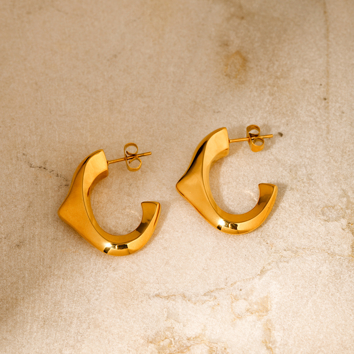 Luxurious High-End Gold Earrings With Shiny Niche Design