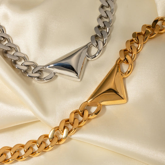 High-End New Gold And Silver Triangle Light Luxury Fashion Personality Necklace