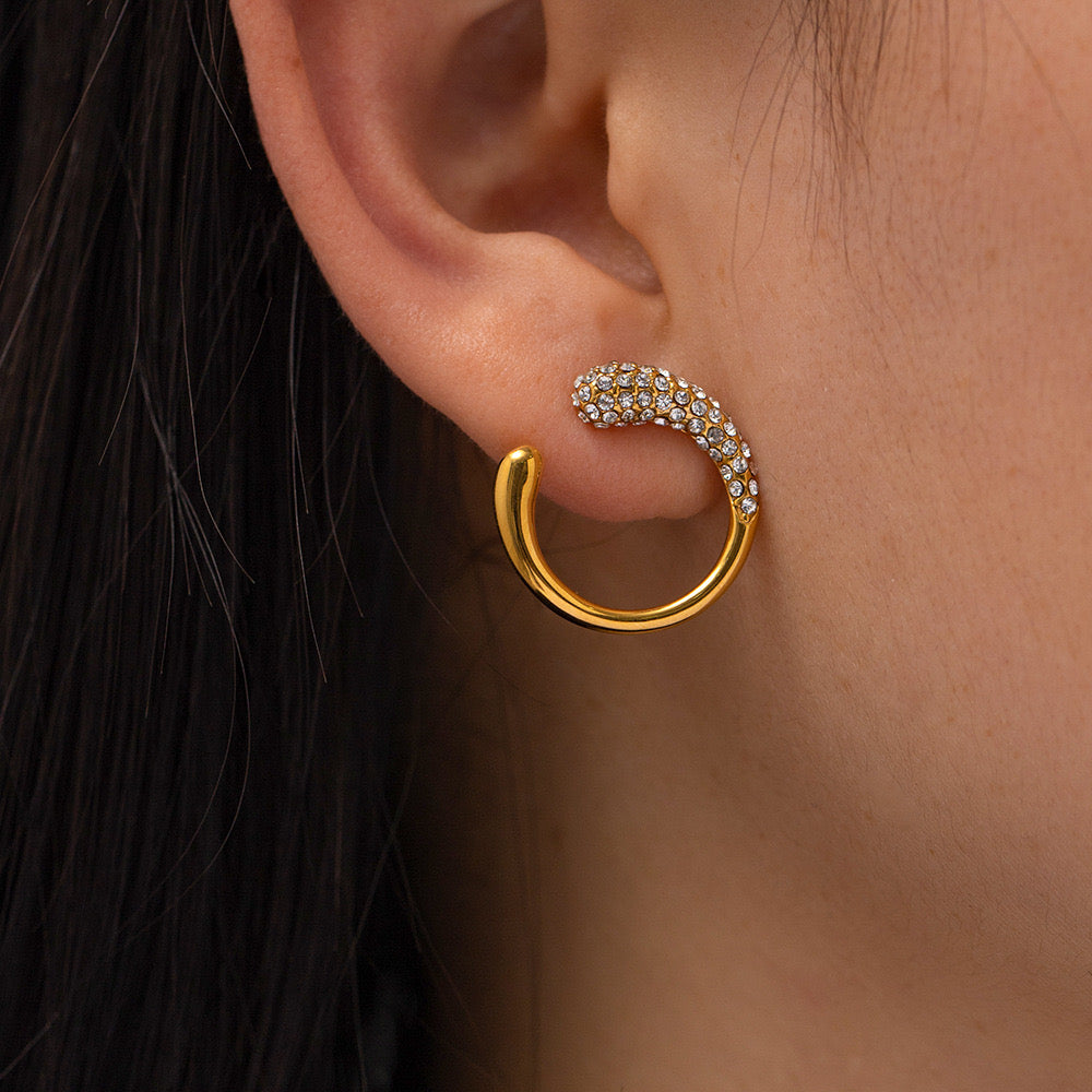 Temperament Circle Earrings With Diamonds For Women, Niche Design, Light Luxury