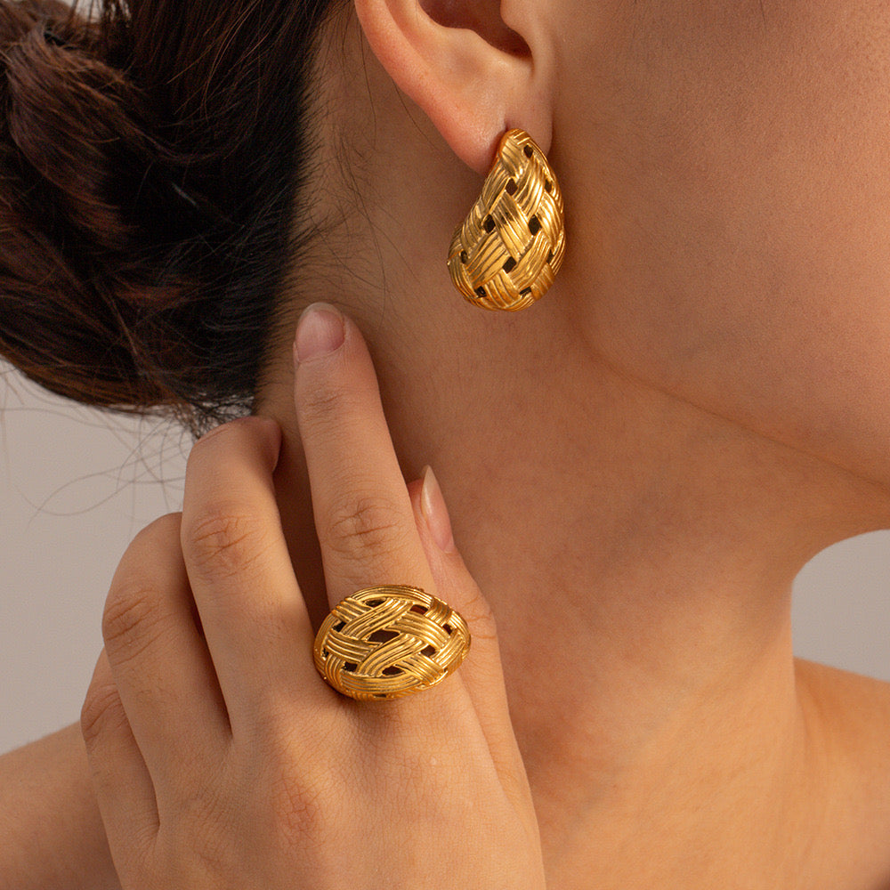 Temperament Woven Hollow Earrings For Women, Niche Design, Light Luxury