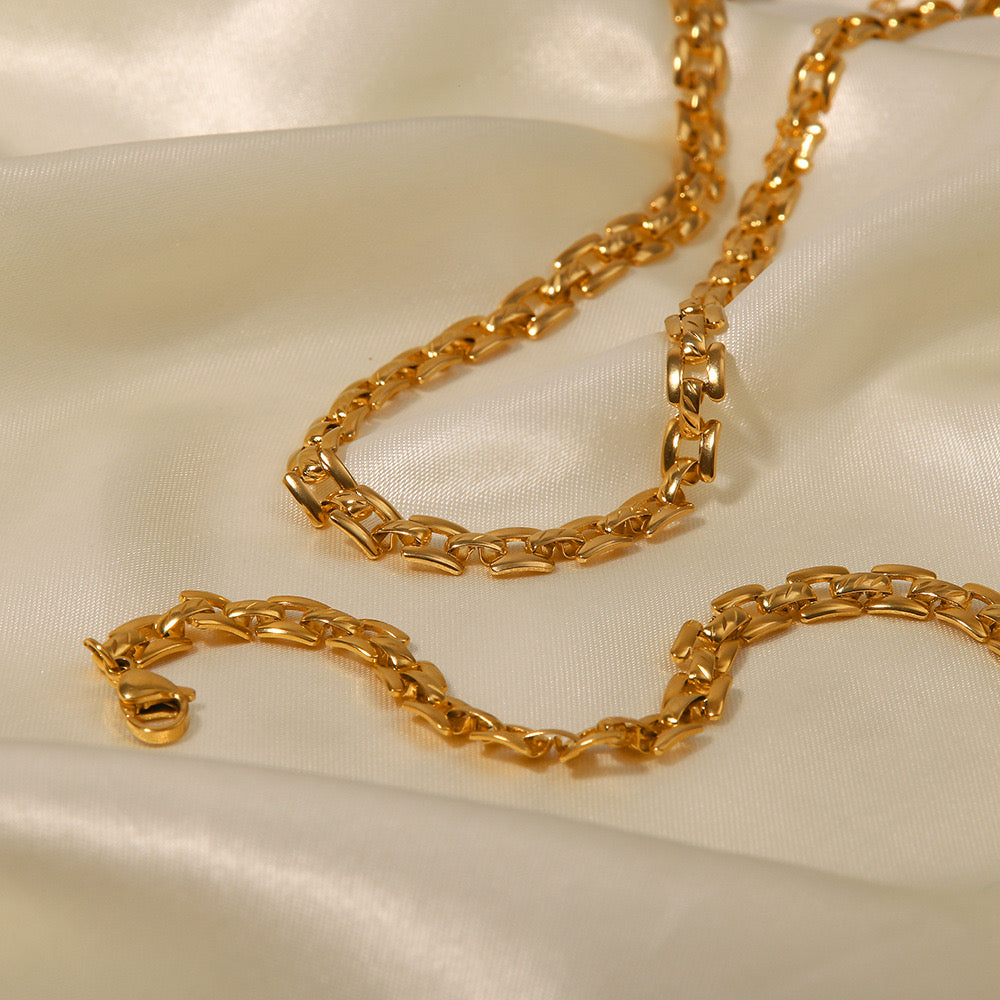 Versatile Niche Design High-End Light Luxury Gold Chain Necklace Bracelet