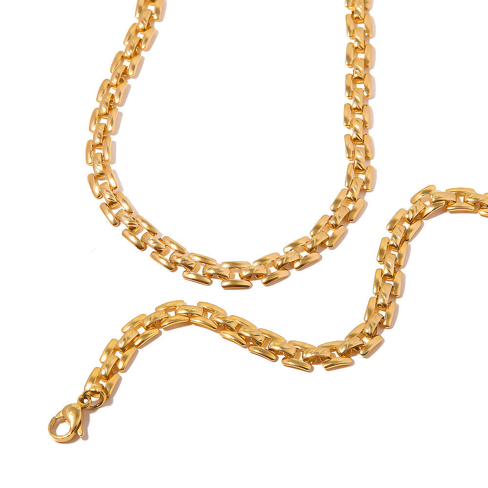 Versatile Niche Design High-End Light Luxury Gold Chain Necklace Bracelet