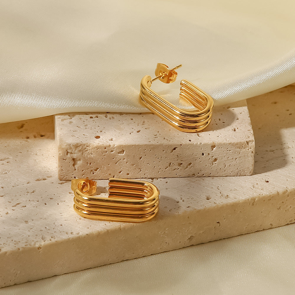 Versatile Niche Design, High-End And Light Luxury Square Strip Earrings