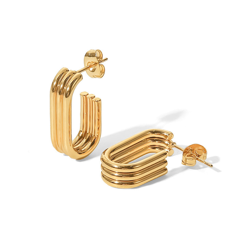 Versatile Niche Design, High-End And Light Luxury Square Strip Earrings