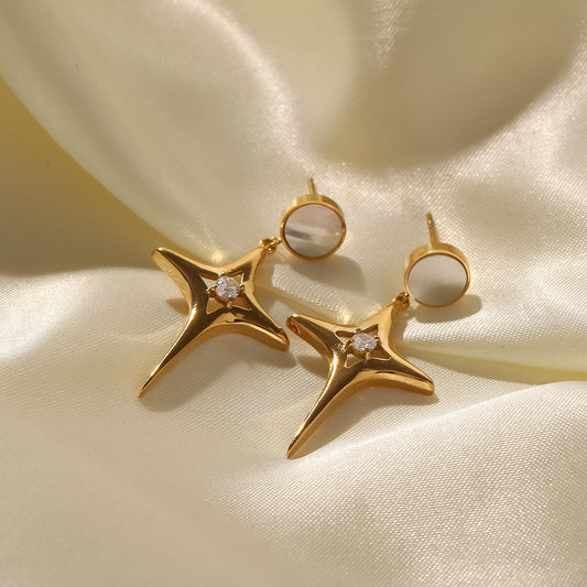 Versatile Niche Design High-End Light Luxury Star Pendant Earrings