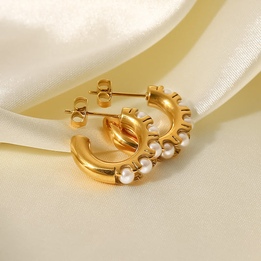 Versatile Niche Design High-End Light Luxury Pearl Round Earrings