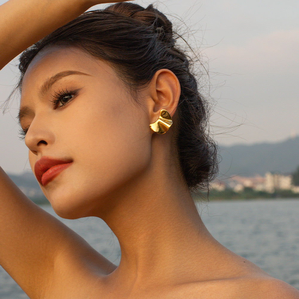 Versatile, Niche Design, High-End, Luxury, Irregular Fan-Shaped Earrings