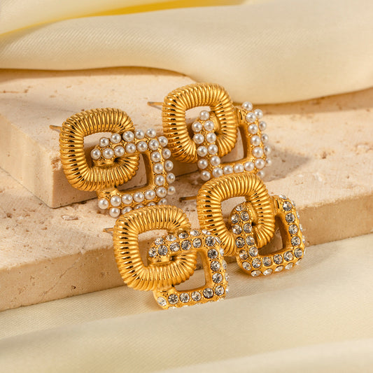 Versatile Niche Design, High-End Luxury Gold Beaded Earrings