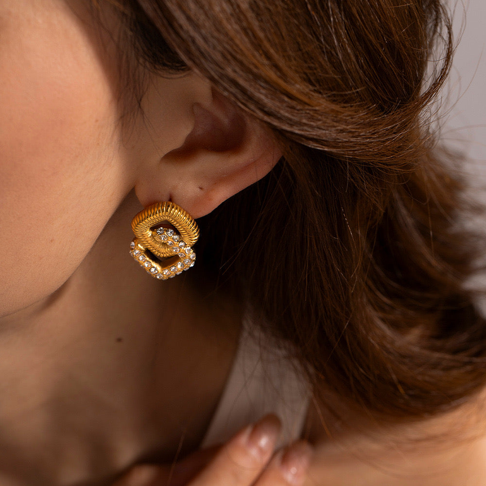 Versatile Niche Design, High-End Luxury Gold Beaded Earrings